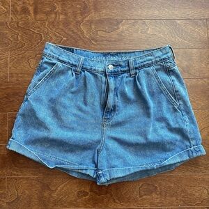 American Eagle Outfitters Relaxed High-Rise Denim Shorts - Blue
